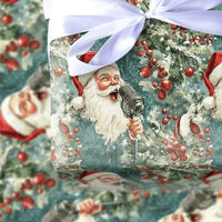 Retro Christmas Carols Gift Wrap, Vintage Singing Santa Wrapping Paper, Holiday Present Paper, Festive Xmas Wrapping Paper Roll for Presents