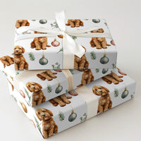 Adorable Dog Holiday Gift Wrap, Cavapoo Christmas Wrapping Paper, Watercolor Puppy Present Wrap, Dog Lover Christmas Present Paper Roll Supplies