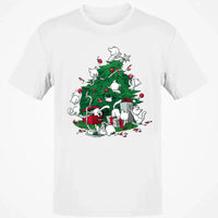 Humorous Holiday Chaos Graphic Tee, Cats Climbing Christmas Tree T-Shirt, Festive Kitty Christmas Shirt, Adorable Cat Lover Winter Top