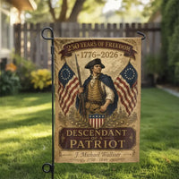 Patriotic Garden Flag | 250 Years of Freedom Revolutionary War Soldier Design | Double-Sided Weather-Resistant Polyester | Gift for History Enthusiast