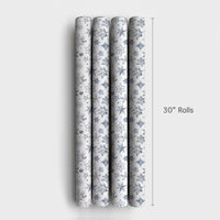 Winter Star Gift Wrap, Watercolor Snowflake Christmas Wrapping Paper, Blue Silver Holiday Wrapping Paper, Elegant Celestial Wrapping Paper