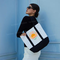 Sun Colorful Pattern Color-blocked Canvas Bag