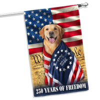 Golden Retriever American Flag Garden Flag | 250 Years of Freedom 1776-2026 | Double-Sided Patriotic Outdoor Decor | Dog Lovers Gift
