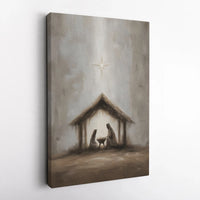 Minimalist Holy Family Christmas Print, Nativity Scene Canvas Wall Art, Religious Christian Holiday Decor, Digital Download Printable Present