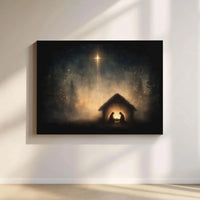 Bethlehem Star Christmas Canvas Print, Nativity Scene Canvas Wall Art, Holy Family Religious Wall Decor, Christian Holiday Canvas Art Present