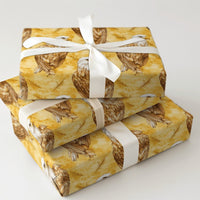Gold Wildlife Bird Gift Wrap, American Bald Eagle Wrapping Paper, Patriotic Nature Present Wrap, Animal Lover Christmas Wrapping Paper