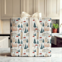 Big Ben Double-Decker Bus Gift Wrap, London Christmas Wrapping Paper, British Cityscape Present Paper, London Holiday Wrapping Paper