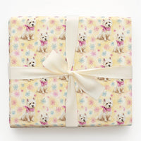 Watercolor Terrier Winter Gift Wrap, Westie Dog Christmas Wrapping Paper, Pink Scarf Puppy Wrapping Paper Roll, Adorable Dog Lover Present Wrap