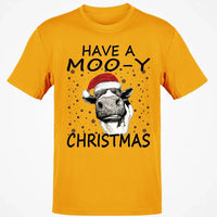 Humorous Holiday Cow Shirt, Have a Moo-y Christmas T-Shirt, Christmas Farmer Graphic Tee, Xmas Animal Lover T-Shirt, Holiday Present