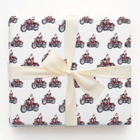 Motorcycle Santa Gift Wrap, Biker Santa Christmas Wrapping Paper, Cruiser Bike Christmas Wrapping Paper, Biker Holiday Gift Wrap Paper Roll