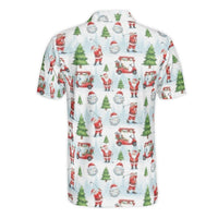 Humorous Christmas Golf Shirt, Santa Playing Golf Polo Shirt, Holiday Golfer Polo, All-Over Xmas Print Collared Shirt, Christmas Golfer Present