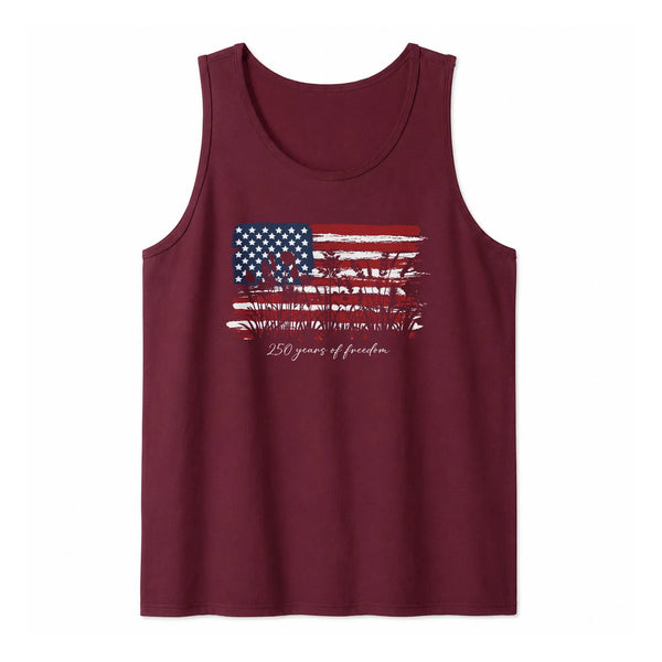 250 Years of Freedom Tank Top | American Flag Wildflower Art Design | Soft Breathable Unisex Fit | Patriotic Fourth of July Gift