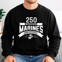 USMC 250th Anniversary Sweatshirt | 250 Years United States Marines Graphic | Premium Cotton Blend Crewneck | Military Veteran Gift for Men and Women