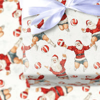 Sports Santa Claus Holiday Gift Wrap, Volleyball Santa Wrapping Paper, Humorous Athletic Santa Christmas Paper, Volleyball Player Present Wrap