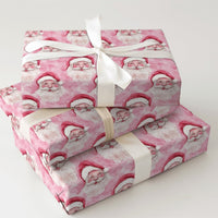 Watercolor Santa Face Gift Wrap, Pink Santa Claus Wrapping Paper, Adorable Pastel Christmas Wrapping Paper, Whimsical Holiday Gift Wrap Roll