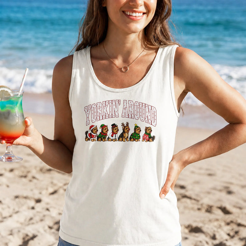 Christmas Yorkie Dog Tank, Yorkin Around Yorkie Tank Top, Humorous Yorkshire Terrier Holiday Tank, Adorable Dog Mom Present, Christmas Tank Top