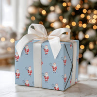 Sporty Santa Claus Gift Wrap, Tennis Santa Christmas Wrapping Paper, Light Blue Tennis Wrapping Paper, Tennis Fan Holiday Wrapping Paper