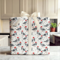 Watercolor Santa Hat Bird Gift Wrap Roll, Pigeon Christmas Wrapping Paper, Whimsical Holiday Wrapping Paper, Urban Bird Lover Gift Wrap