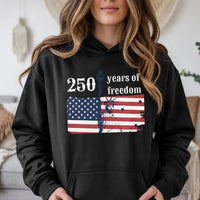 250 Years of Freedom Hoodie | American Flag Statue of Liberty Graphic | Soft Cotton Blend Sweatshirt | Patriotic USA Anniversary Gift