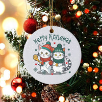 Humorous Pickleball Player Ceramic Ornament, Merry Picklemas Cat Christmas Ornament, Adorable Kitten Sports Keepsake Ornament, Holiday Tree Present