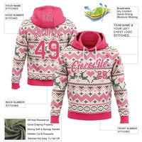 Personalized Name Number Xmas Pullover, Custom Christmas Ugly Sweater Hoodie, Holiday Pattern Sports Hoodie, Festive Fan Present