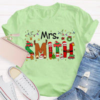 Personalized Name Christmas Teacher T-Shirt