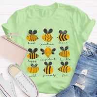 Bee Kind Positive Brave Happy Confident Humble Teacher T-Shirt