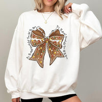 Coquette Holiday Cookie Sweater, Gingerbread Bow Christmas Sweatshirt, Adorable Xmas Graphic Crewneck, Winter Pullover, Festive Present for Women