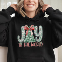Festive Christmas Tree Hoodie, Joy to the World Hoodie, Christian Holiday Graphic Hoodie, Winter Season Pullover, Xmas Present for Women Men