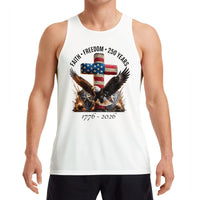 Patriotic 250 Years American Flag Tank Top | Faith Freedom 1776-2026 Eagle & Cross | Premium Soft Breathable Fabric | Independence Day Gift for Patriots
