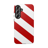 Red White Diagonal Striped Phone Cover, Candy Cane Stripe Samsung Galaxy Phone Case, Holiday Christmas Phone Case