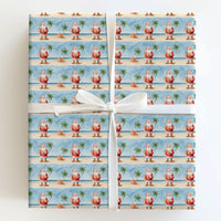 Beach Christmas Gift Wrap, Tropical Santa Wrapping Paper, Watercolor Coastal Santa Wrapping Paper, Palm Tree Holiday Gift Wrap, Seaside Wrap