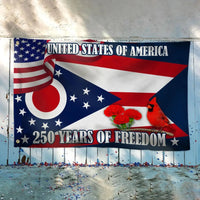 Ohio State Flag 250 Years of Freedom | Patriotic Americana Garden Flag | UV-Resistant Polyester Double-Sided | Perfect Gift for Ohio Residents