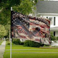 250 Years of Freedom House Flag | Eagle Liberty Bell Statue of Liberty Art | Premium Weather-Resistant Polyester | Patriotic Gift for History Lovers