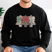 Coquette Bow Holiday Crewneck, Camo Christmas Tree Sweatshirt, Festive Hunting Plaid Pullover, Adorable Preppy Xmas Sweater, Winter Holiday Present