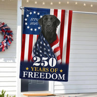 250 Years of Freedom Garden Flag | Black Labrador Retriever 1776-2026 Commemorative | Double-Sided Patriotic Outdoor Decor | American Semiquincentennial Gift