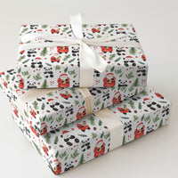 Adorable Panda Christmas Gift Wrap, Panda Santa Wrapping Paper, Watercolor Animal Holiday Present Paper, Whimsical Xmas Wrapping Paper