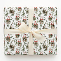 Camo Rifle Santa Claus Gift Wrap, Hunter Santa Wrapping Paper, Rustic Outdoor Santa Christmas Wrapping Paper, Hunting Holiday Gift Wrap