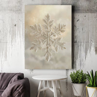 Minimalist Winter Botanical Canvas Print, Snowflake Wall Art Digital Download, Neutral Beige Christmas Poster, Neutral Holiday Decor