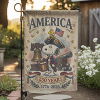 America 250 Years Patriotic Garden Flag | Cute Cartoon Dog Soldier 1776-2026 USA Semiquincentennial | Double-Sided Premium Weather-Resistant Polyester | 4th of July Outdoor Yard Decor Gift