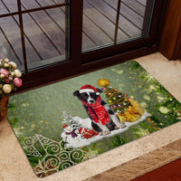 Merry Christmas Dog Doormat, Border Collie Christmas Doormat, Snow Tree Entryway Doormat, Dog Lover Welcome Mat, Holiday Home Decor Present