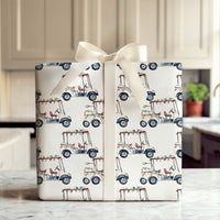 Watercolor Holiday Lights Gift Wrap, Golf Cart Christmas Wrapping Paper, Golfer Xmas Present Paper, Golf Lover Holiday Gift Wrap Roll