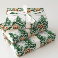 Watercolor Winter Dog Gift Wrap, Goldendoodle Christmas Wrapping Paper, Snowy Pine Forest Wrapping Paper, Doodle Dog Gift Wrapping Paper