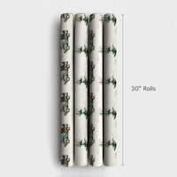 Farmhouse Tree Gift Wrap, Vintage Green Truck Christmas Wrapping Paper, Rustic Pine Holiday Wrapping Paper, Winter Present Gift Wrap Roll
