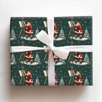 Santa Claus on Easel Gift Wrap, Painter Santa Christmas Wrapping Paper, Artistic Holiday Paper, Winter Forest Art Lover Present Paper