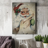 Distressed Christmas Canvas Print, Vintage Santa Claus Canvas Wall Art, Retro Holiday Wall Decor, Rustic Winter Painting Home Decor Present