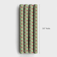 Whimsical Santa Gift Wrap, Tennis Santa Christmas Wrapping Paper, Green Tennis Wrapping Paper, Sports Fan Holiday Present Wrapping Paper
