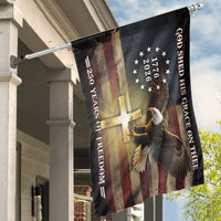 Patriotic Christian House Flag | 250 Years of Freedom USA 250th Anniversary Eagle and Cross | Double-Sided Premium Weatherproof Polyester | Premium American Pride Gift