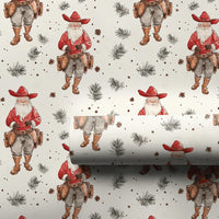 Western Watercolor Christmas Gift Wrap, Cowboy Santa Wrapping Paper, Rustic Holiday Santa Wrapping Paper, Country Cowgirl Xmas Gift Wrap
