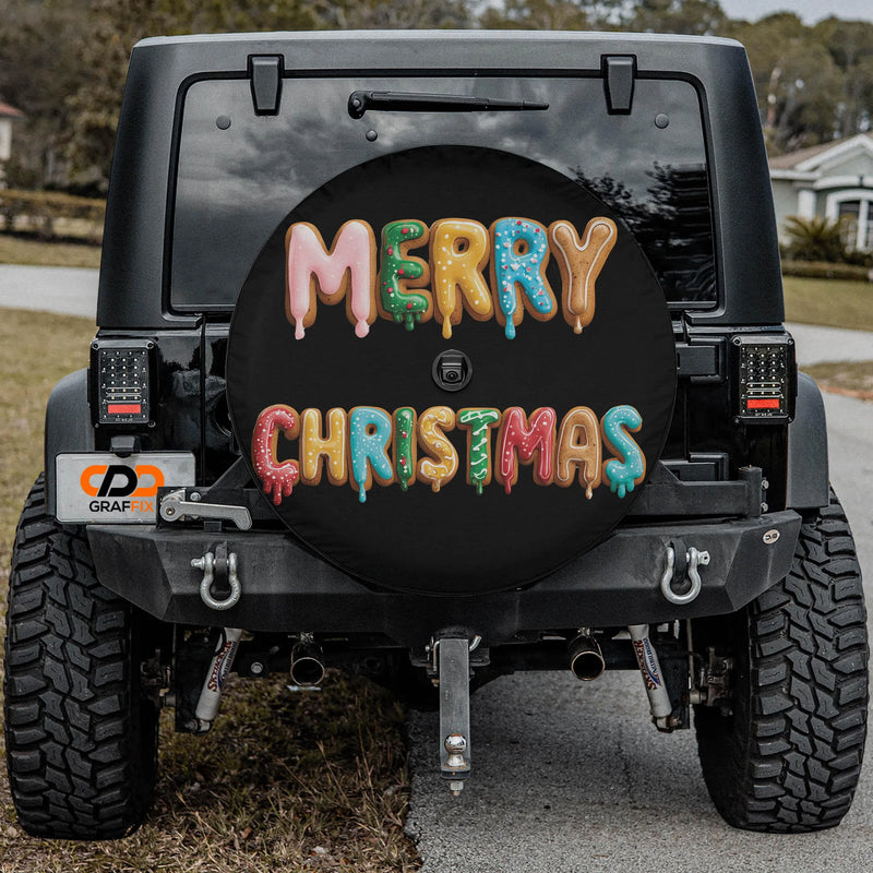 Frosted Cookie Spare Tire Cover, Christmas Gingerbread Tire Cover, Holiday Winter Tire Cover, Jeep Bronco SUV Camper Truck Accessory Present